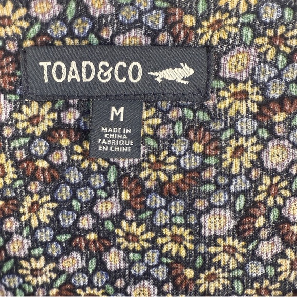 Toad&Co Manzana Tiered Dress, 100% Organic Cotton Multicolor Floral POCKETS midi - Picture 4 of 15